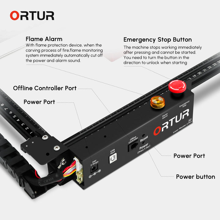 Ortur Laser Master 2 Pro LU2-10A - Flame Alarm - Emerency Stop Button - MadeTheBest